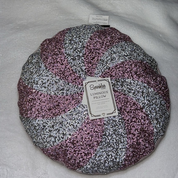 Sparkles luminous Christmas Peppermint bling  Pillow - Picture 3 of 7